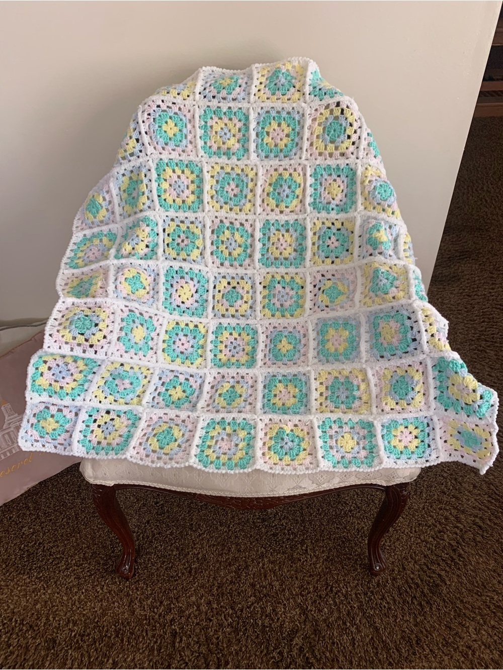 Baby Blanket Afghan New Granny Square Vintage Crochet Handmade